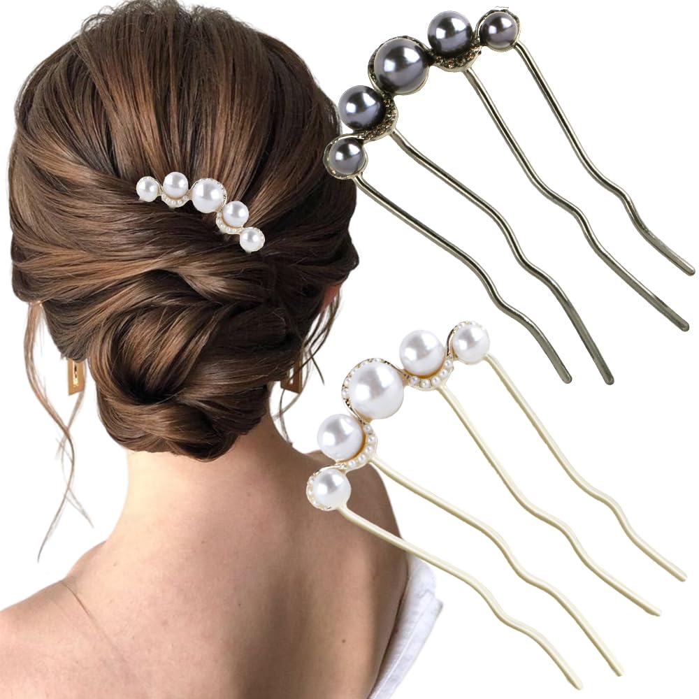 Parisienne™ Pearl U-Pin Duo — Vintage French Hair Forks (Set of 2)